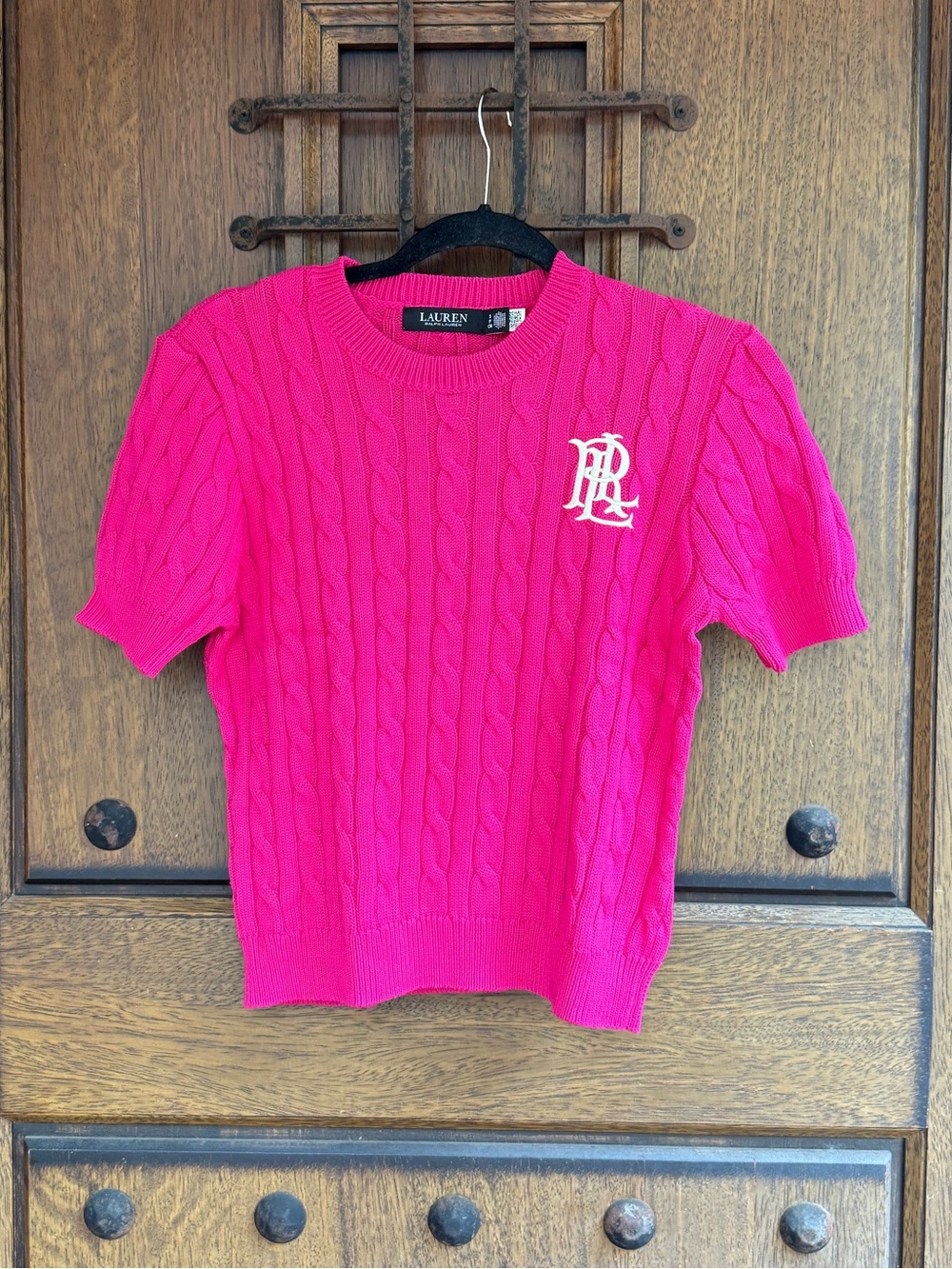 Ralph Lauren Fuchsia Cable-Knit Short Sleeve Sweater Size S